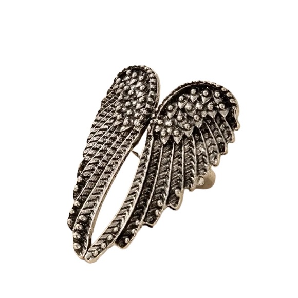 Punk Style Silver Angel Wings Ring - Picture 3 of 7